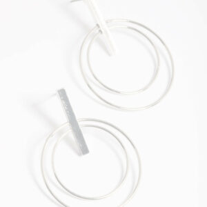 Rhodium Double Sided Circle Earrings