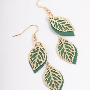 Green Filigree Petal Earrings