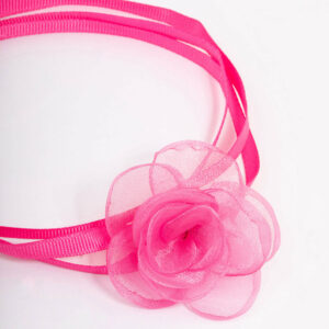 Pink Mesh Ribbon Choker