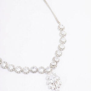 Rhodium Floral Statement  Necklace