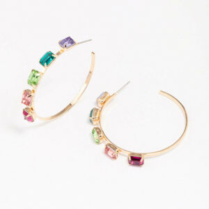 Rainbow Cluster Hoop Earrings