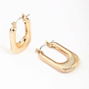 Ribbed Rectangular Hoop Earrings
