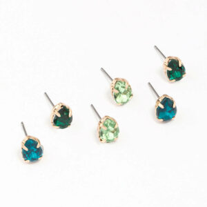 & Green Pear Stud Earring 3-Pack