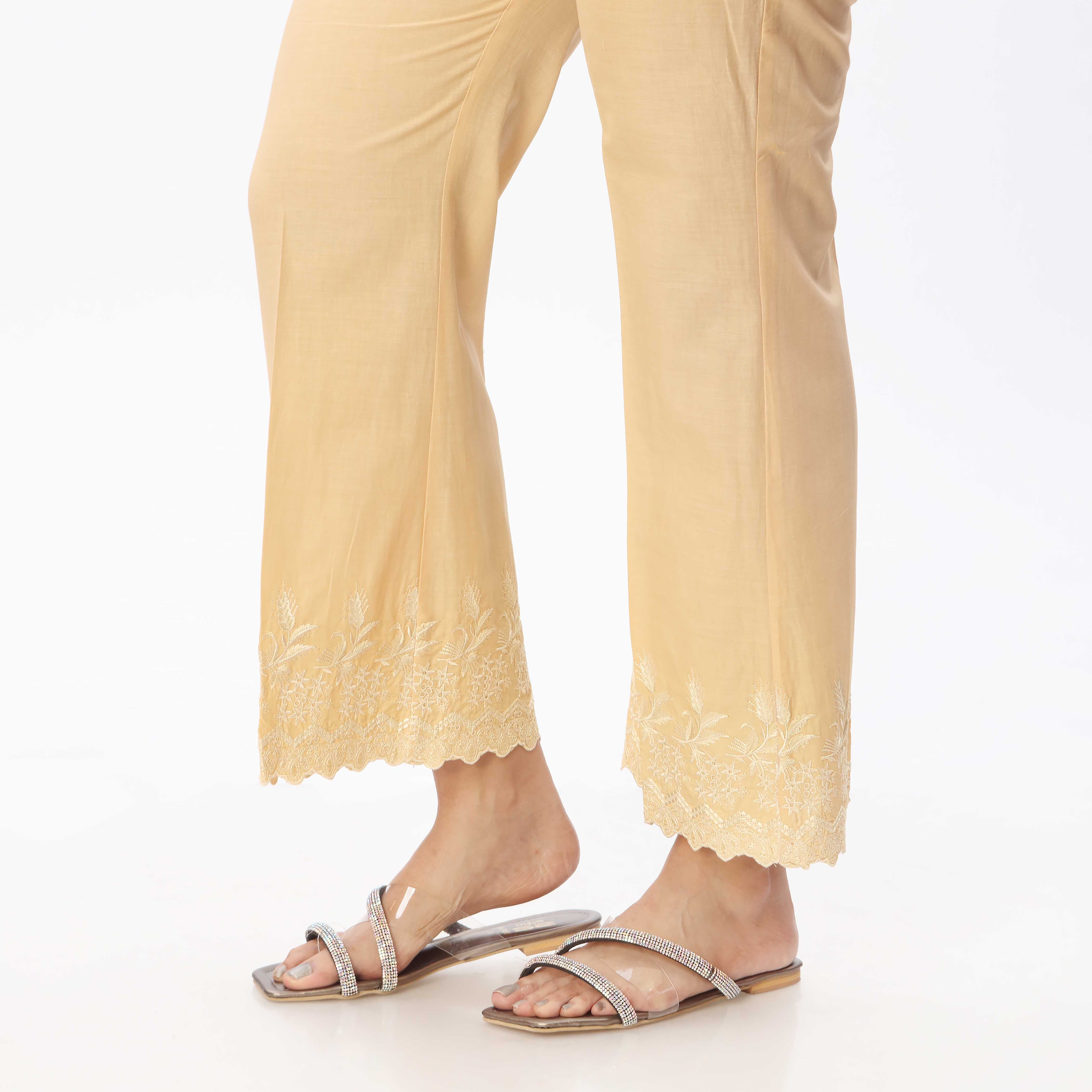 Khaki Embellished Bell Bottom PS3533 - Image 3