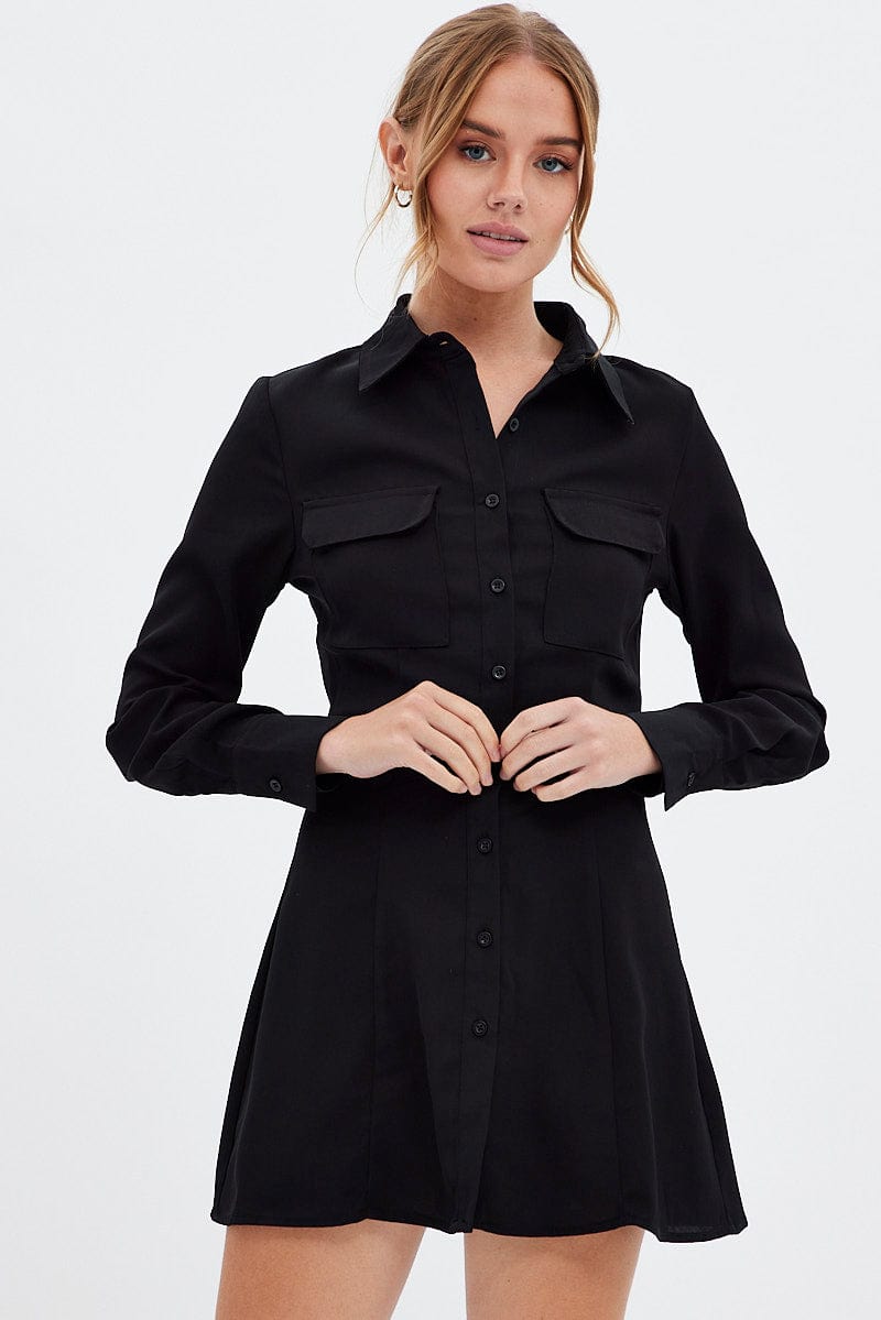 Black Shirt Dress Long Sleeve - Image 3
