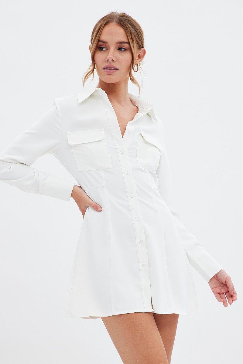 White Shirt Dress Long Sleeve - Image 3