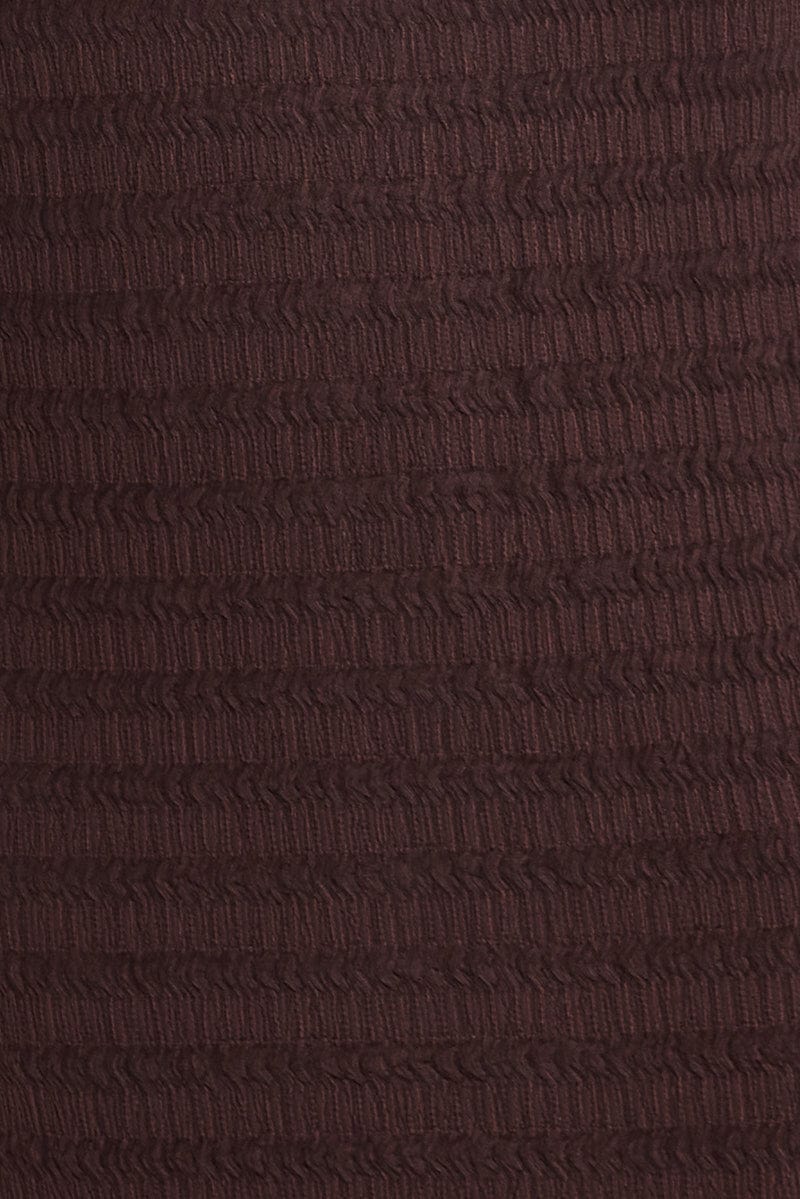 Brown Crop Shirt Long Sleeve Collar Textured - Image 6