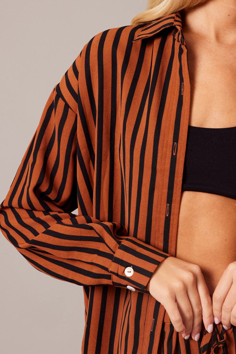 Brown Abstract Relaxed Shirt Long Sleeve - Image 6